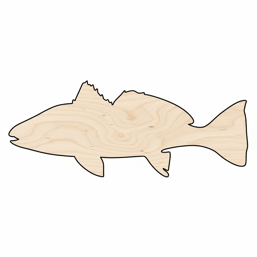 Wood Fish Silhouette – Red Drum DIY Wood Craft Shapes 46" Blank Door Hanger Wooden Cutout Cut Outs - Unfinished - NameSigns.com