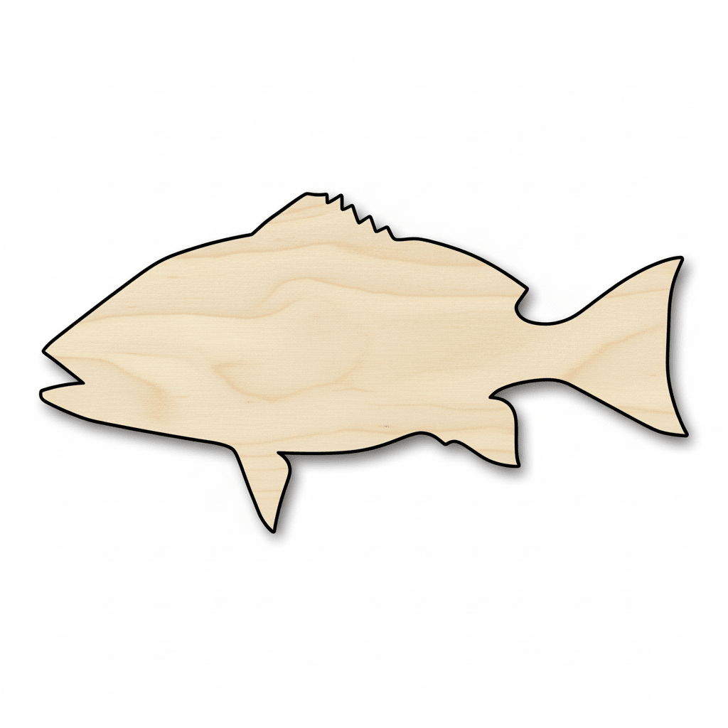Wood Fish Silhouette - Red Snapper Laser Cut Plywood Art 46" DIY Craft Blank Door Hanger Wooden Cutout Cut Outs - Unfinished - NameSigns.com