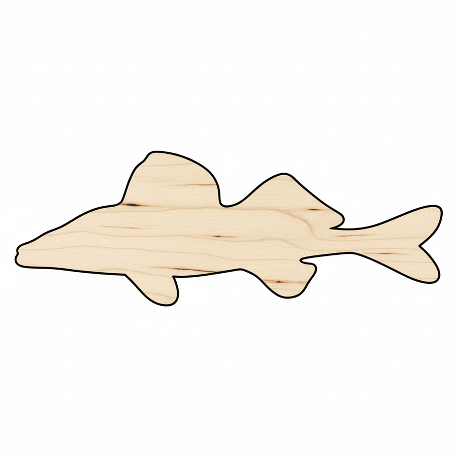 Wood Fish Walleye Silhouette – DIY Craft Wood Blanks 46" Blank Door Hanger Wooden Cutout Cut Outs - Unfinished - NameSigns.com