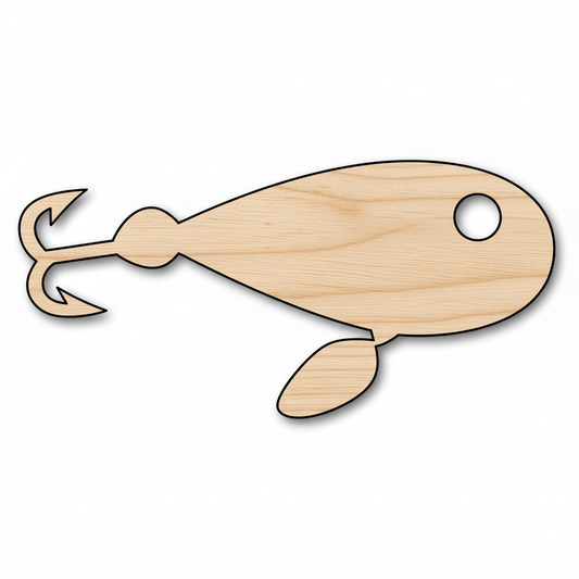 Wood Fishing Lure – Baltic Birch Plywood Laser Cut Craft Blanks Blank Door Hanger Wooden Cutout Cut Outs - Unfinished - NameSigns.com