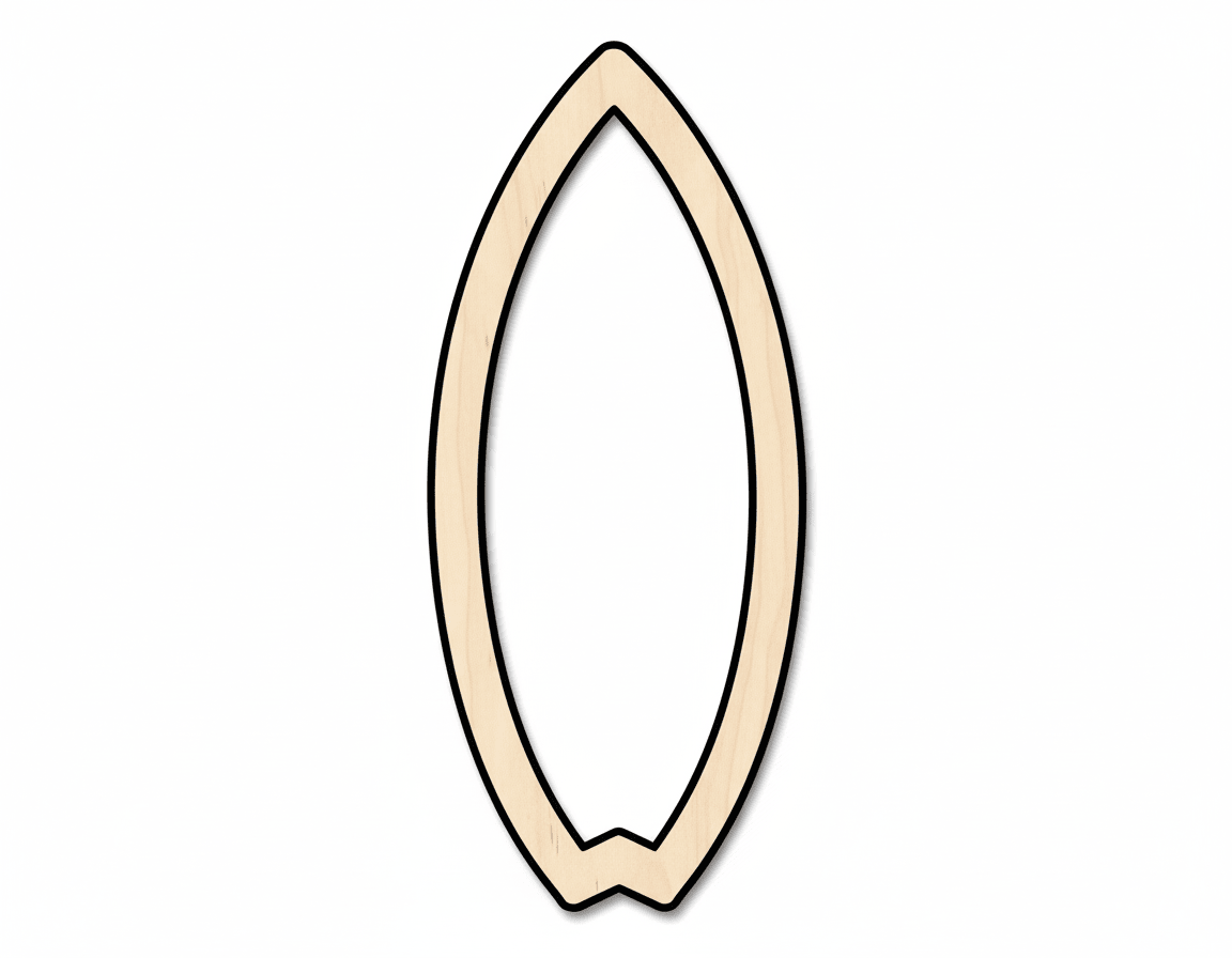 Wood Fishtail Surfboard Outline Shape DIY Craft Cutout Blank Door Hanger Wooden Cutout Cut Outs - Unfinished - NameSigns.com
