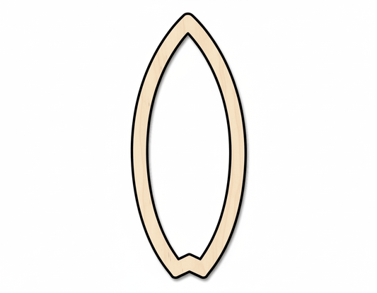 Wood Fishtail Surfboard Outline Shape DIY Craft Cutout Blank Door Hanger Wooden Cutout Cut Outs - Unfinished - NameSigns.com