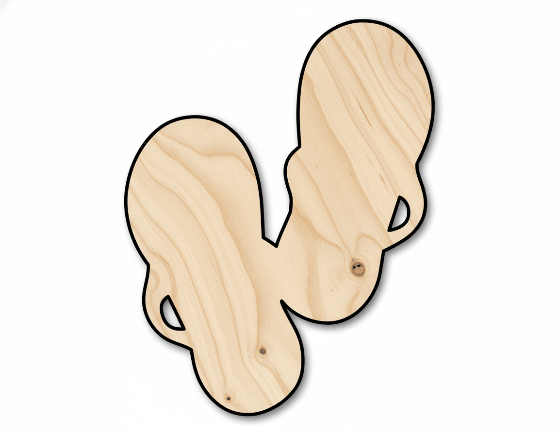 Wood Flip Flops – Customizable Baltic Birch Wood Craft Cutout for Summer Beach Decor Blank Door Hanger Wooden Cutout Cut Outs - Unfinished - NameSigns.com