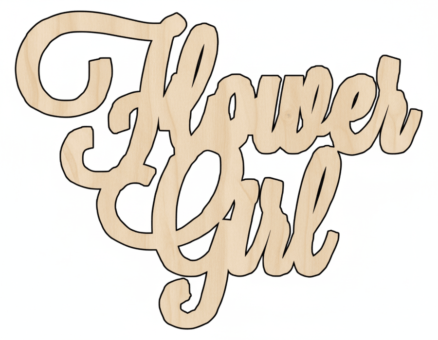 Wood Flower Girl – Laser Cut Wood Shape for Craft Projects Blank Door Hanger Wooden Cutout Cut Outs - Unfinished - NameSigns.com