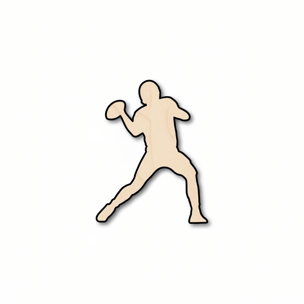 Wood Football Silhouette – Baltic Birch Plywood Laser Cut Wood Art Blank Door Hanger Wooden Cutout Cut Outs - Unfinished - NameSigns.com