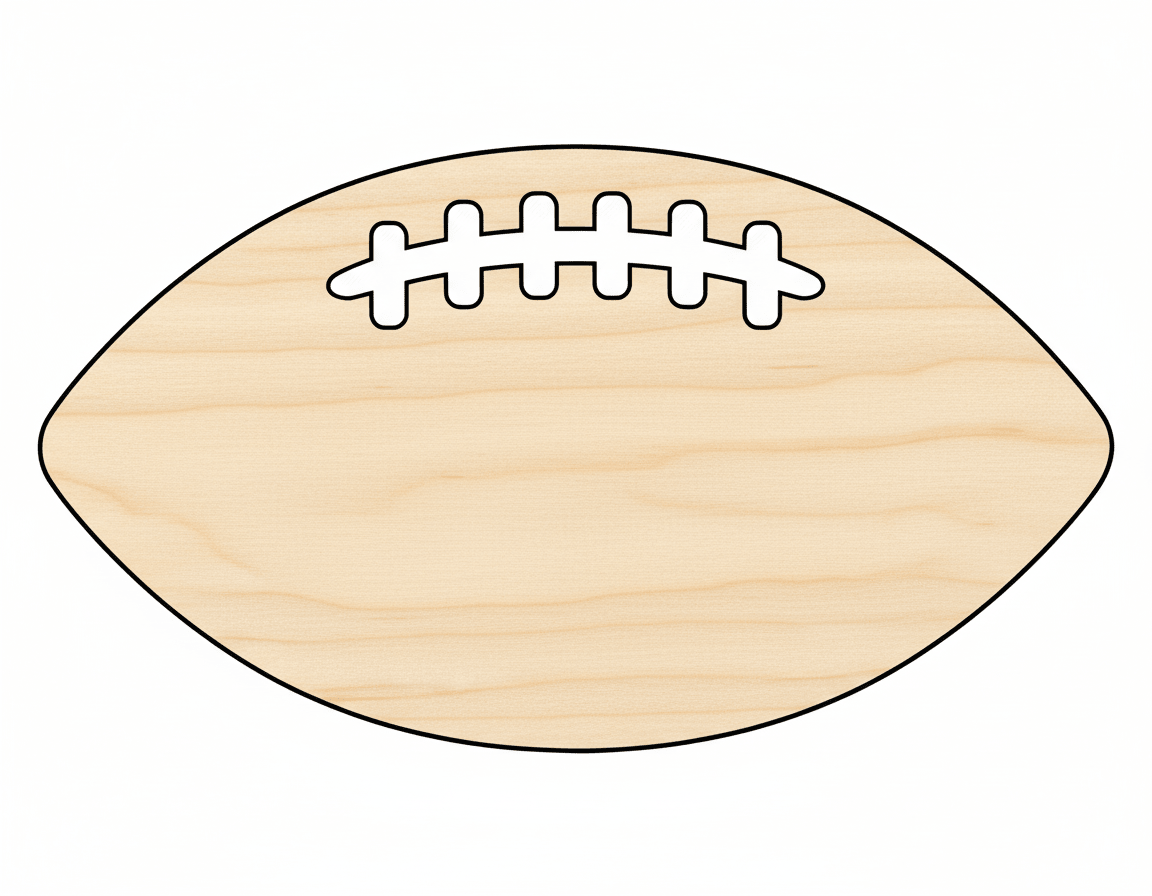 Wood Football Threads Shape - Sports Craft - Blank Door Hanger Wooden Cutout Cut Outs - Unfinished - NameSigns.com