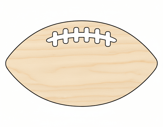 Wood Football Threads Shape - Sports Craft - Blank Door Hanger Wooden Cutout Cut Outs - Unfinished - NameSigns.com