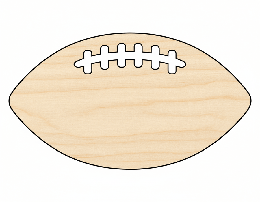 Wood Football Threads Shape - Sports Craft - Blank Door Hanger Wooden Cutout Cut Outs - Unfinished - NameSigns.com