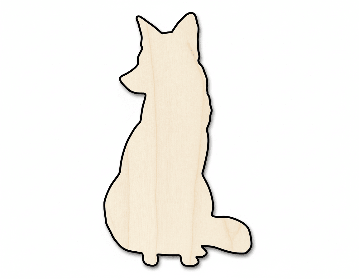 Wood Fox | Rustic Sitting Cutout - DIY Wood Craft Shapes 46" Blank Door Hanger Wooden Cutout Cut Outs - Unfinished - NameSigns.com