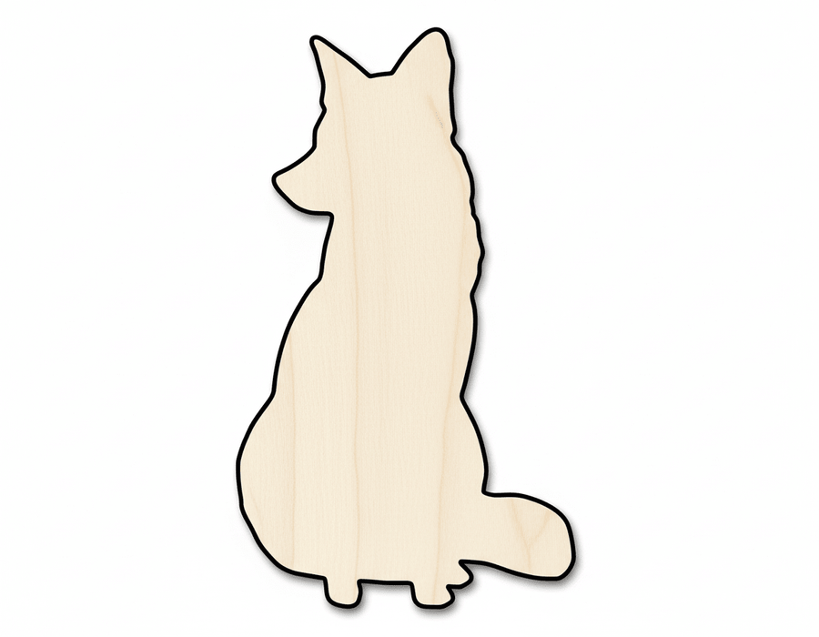 Wood Fox | Rustic Sitting Cutout - DIY Wood Craft Shapes 46" Blank Door Hanger Wooden Cutout Cut Outs - Unfinished - NameSigns.com