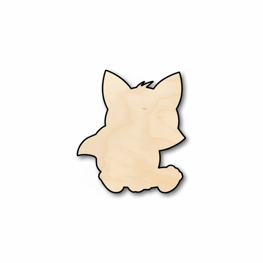 Wood Fox Shape – Baby Fox Wooden Figure for DIY Craft Project Blank Door Hanger Wooden Cutout Cut Outs - Unfinished - NameSigns.com