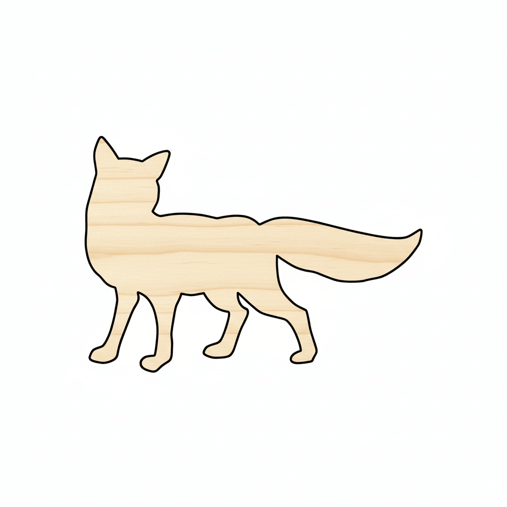 Wood Fox Silhouette – Baltic Birch Plywood Craft Shapes Up to 46" Blank Door Hanger Wooden Cutout Cut Outs - Unfinished - NameSigns.com