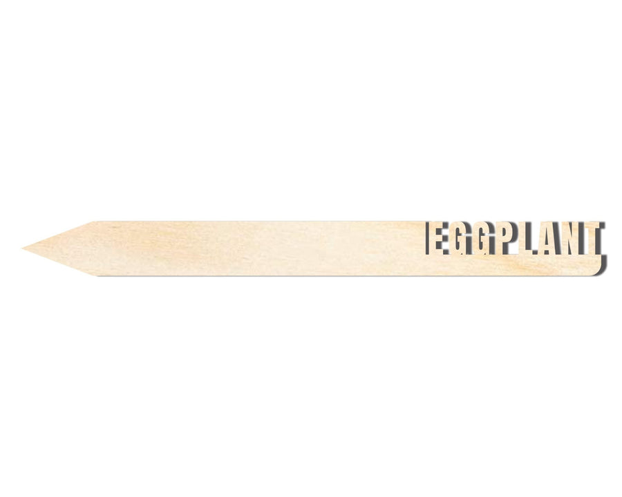 Wood Garden Stake - Unfinished Eggplant Cutout | Baltic Birch Wooden Craft Sign - NameSigns.com