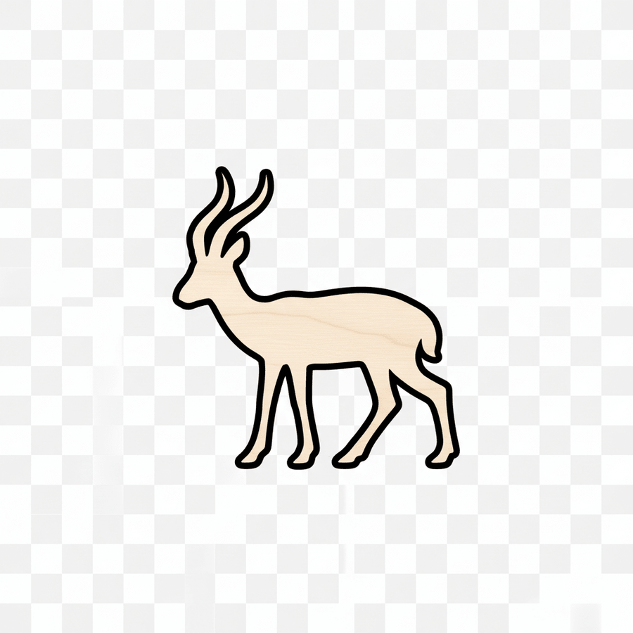 Wood Gazelle – Wooden Animal Shape DIY Craft Up to 46" Natural Finish Blank Door Hanger Wooden Cutout Cut Outs - Unfinished - NameSigns.com