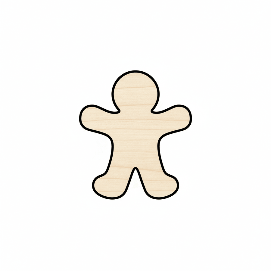 Wood Gingerbread - Baltic Birch Plywood Craft Shapes | DIY Ornaments Blank Door Hanger Wooden Cutout Cut Outs - Unfinished - NameSigns.com