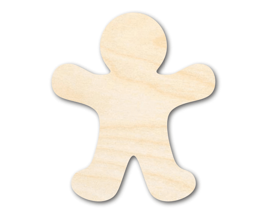 Wood Gingerbread | DIY Wooden Ornaments - Natural Wood Finish Holiday Craft Shapes Blank Door Hanger Wooden Cutout Cut Outs - Unfinished - NameSigns.com