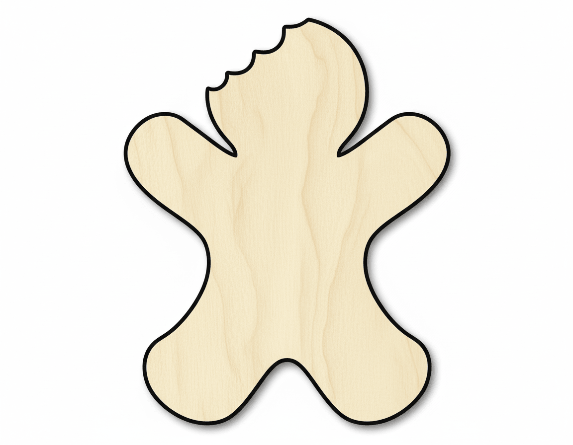 Wood Gingerbread - Laser Cut Wood Craft Shapes Up to 46" | Natural Birch Plywood Blank Door Hanger Wooden Cutout Cut Outs - Unfinished - NameSigns.com