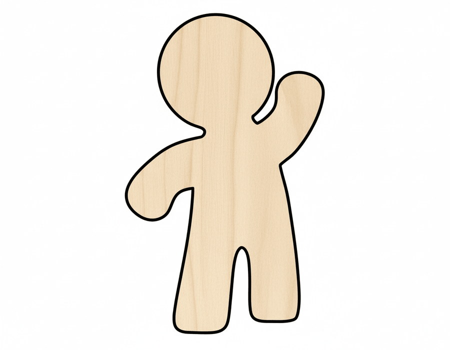 Wood Gingerbread Waving Shape - Laser Cut Wood Craft Up to 46" Blank Door Hanger Wooden Cutout Cut Outs - Unfinished - NameSigns.com