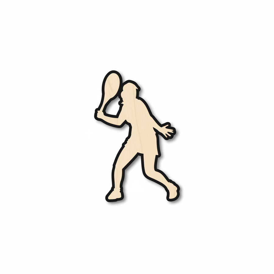 Wood Girl Tennis Shape - Craft - Blank Door Hanger Wooden Cutout Cut Outs - Unfinished - NameSigns.com
