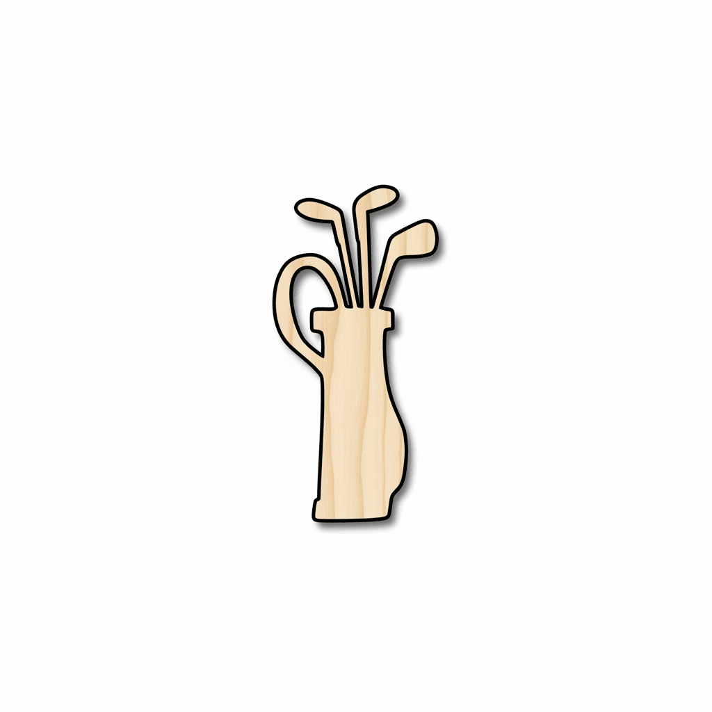 Wood Golf Bag Silhouette - Craft - Blank Door Hanger Wooden Cutout Cut Outs - Unfinished - NameSigns.com