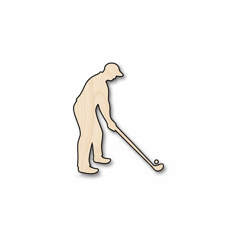 Wood Golfer Shape - Custom Wooden Golf Cutouts for DIY Crafts Blank Door Hanger Wooden Cutout Cut Outs - Unfinished - NameSigns.com
