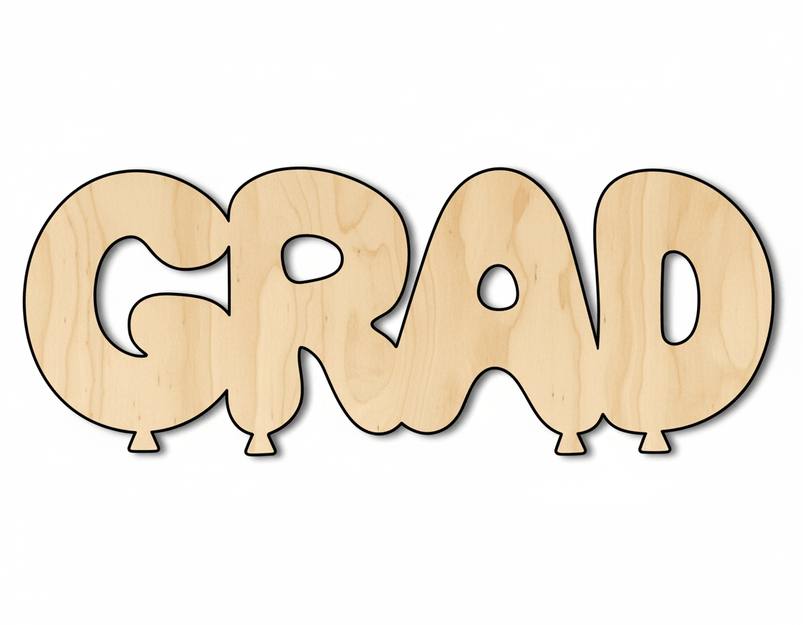 Wood Grad Balloons Shape DIY Craft Cutout Blank Door Hanger Wooden Cutout Cut Outs - Unfinished - NameSigns.com