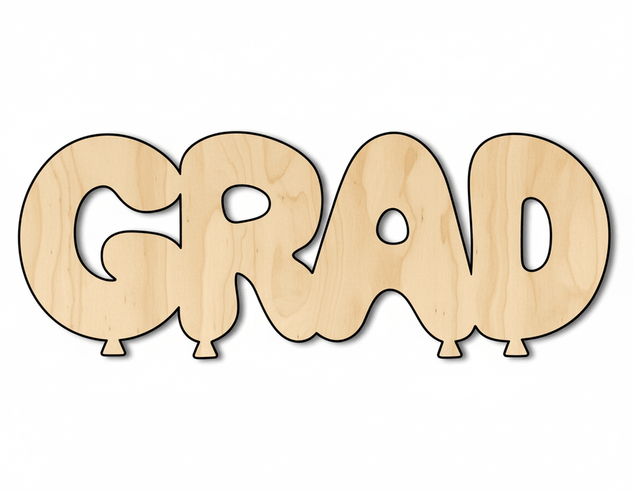 Wood Grad Balloons Shape DIY Craft Cutout Blank Door Hanger Wooden Cutout Cut Outs - Unfinished - NameSigns.com