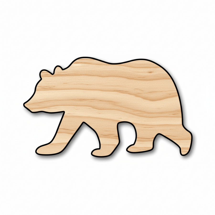 Wood Grizzly Bear - DIY Wooden Animal Silhouette on Baltic Birch Plywood 46" Blank Door Hanger Wooden Cutout Cut Outs - Unfinished - NameSigns.com
