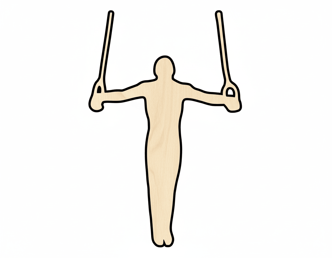 Wood Gymnastics Iron Cross Shape DIY Craft Cutout Blank Door Hanger Wooden Cutout Cut Outs - Unfinished - NameSigns.com