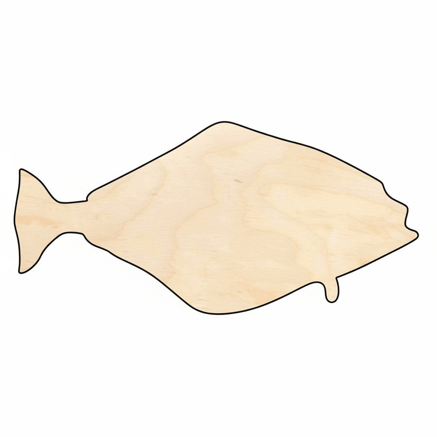 Wood Halibut - Birch Plywood Cutout DIY Fish Silhouette 46" Blank Door Hanger Wooden Cutout Cut Outs - Unfinished - NameSigns.com
