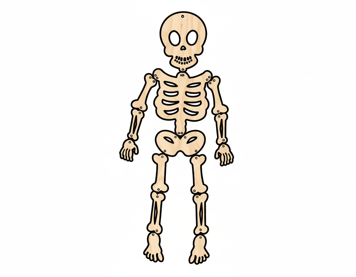 Wood Hanging Skeleton Door Sign Door Sign 15 Piece DIY Craft Cutout Blank Door Hanger Wooden Cutout Cut Outs - Unfinished - NameSigns.com