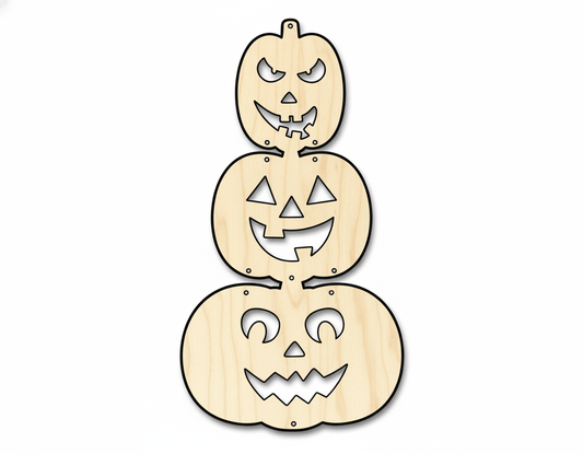 Wood Hanging Stacked Pumpkins Door Sign 3 Piece DIY Craft Cutout Blank Door Hanger Wooden Cutout Cut Outs - Unfinished - NameSigns.com