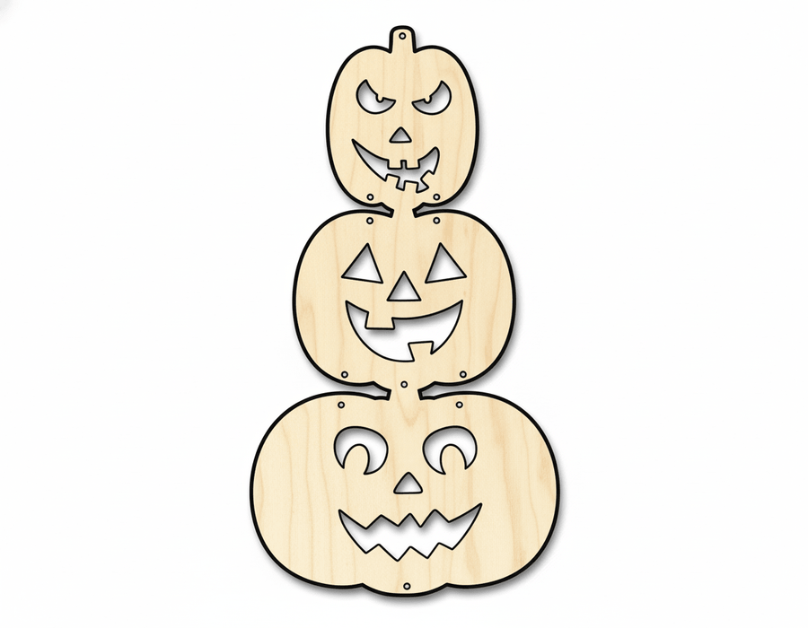 Wood Hanging Stacked Pumpkins Door Sign 3 Piece DIY Craft Cutout Blank Door Hanger Wooden Cutout Cut Outs - Unfinished - NameSigns.com