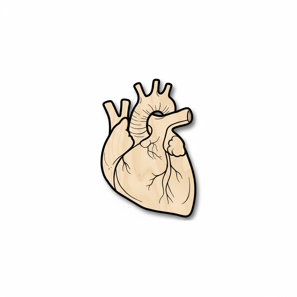 Wood Heart | Baltic Birch Plywood Human Heart Shape Cutout for DIY Crafts Blank Door Hanger Wooden Cutout Cut Outs - Unfinished - NameSigns.com