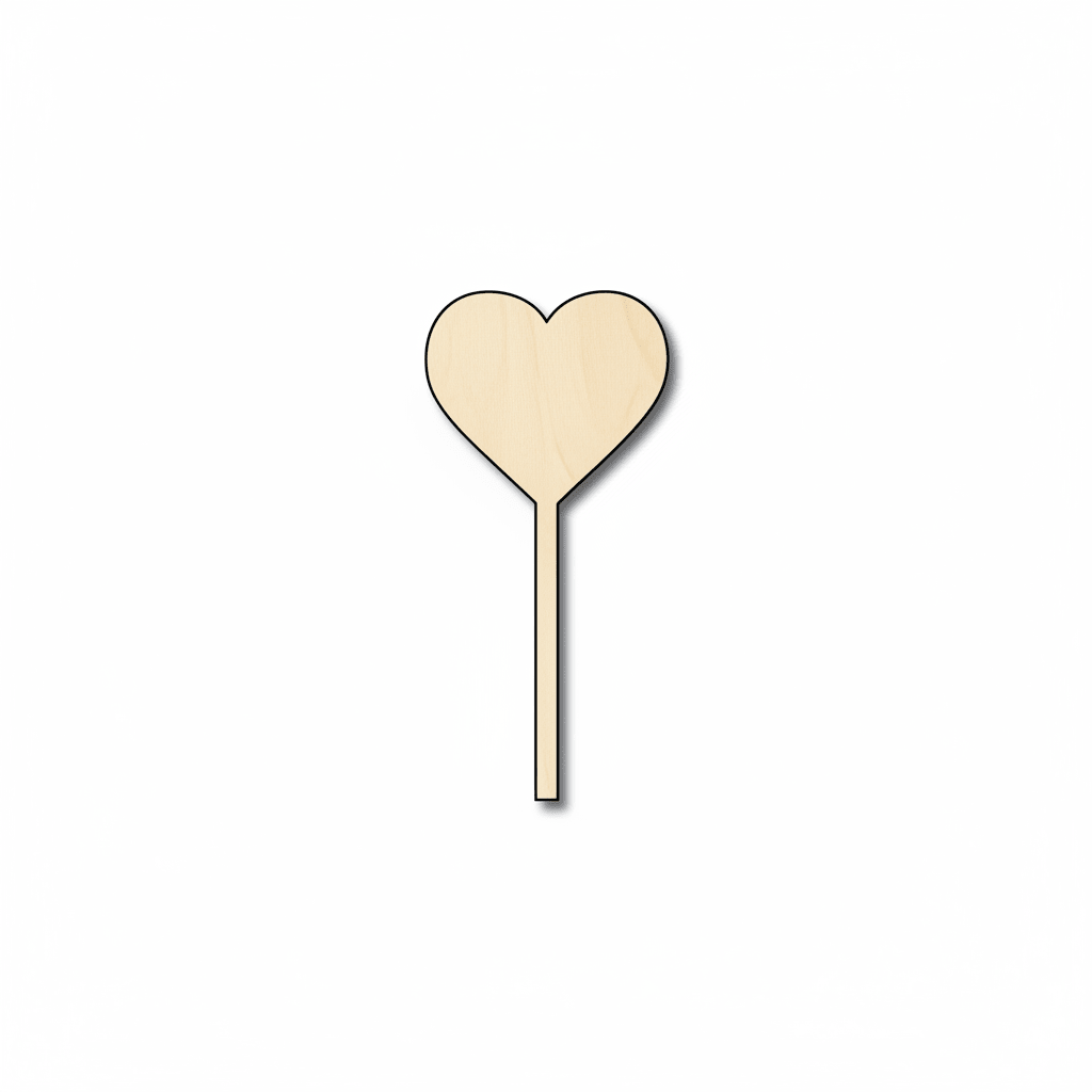 Wood Heart | Baltic Birch Plywood Lollipop Shape - Natural Wood Crafts Blank Door Hanger Wooden Cutout Cut Outs - Unfinished - NameSigns.com