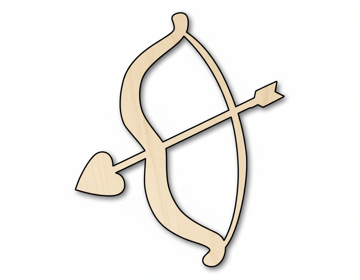 Wood Heart | Custom Bow and Arrow Cutout - Baltic Birch Craft Shape Blank Door Hanger Wooden Cutout Cut Outs - Unfinished - NameSigns.com