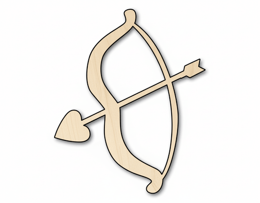 Wood Heart | Custom Bow and Arrow Cutout - Baltic Birch Craft Shape Blank Door Hanger Wooden Cutout Cut Outs - Unfinished - NameSigns.com