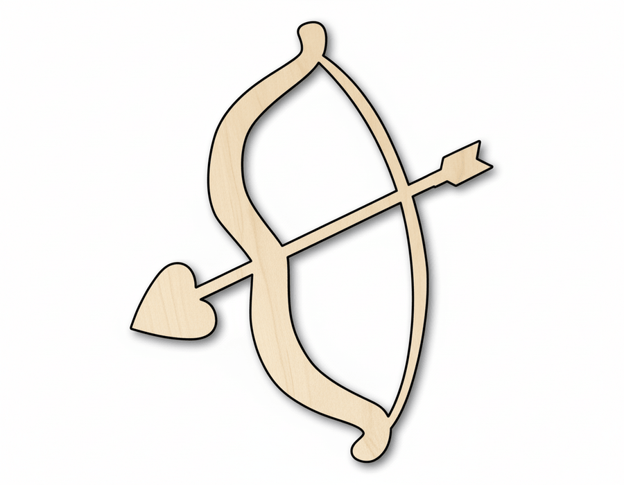 Wood Heart | Custom Bow and Arrow Cutout - Baltic Birch Craft Shape Blank Door Hanger Wooden Cutout Cut Outs - Unfinished - NameSigns.com