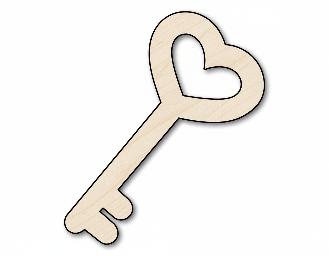 Wood Heart – Custom Laser Cut Wood Craft Key Shape Cutout Blank Door Hanger Wooden Cutout Cut Outs - Unfinished - NameSigns.com