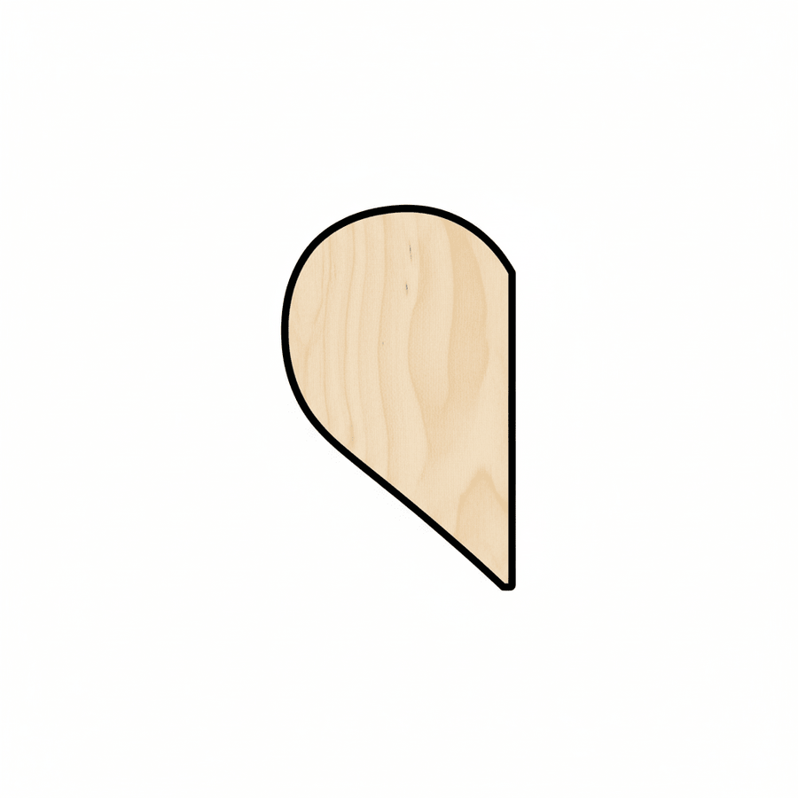 Wood Heart - Half Heart Shape Wooden Cutout for DIY Crafts & Valentines Day Decor Blank Door Hanger Wooden Cutout Cut Outs - Unfinished - NameSigns.com
