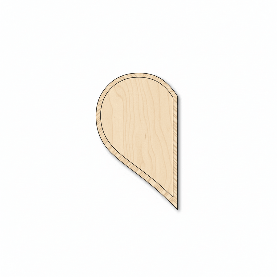 Wood Heart - Half Heart Shape Wooden Cutout for Valentines Day Decor Blank Door Hanger Wooden Cutout Cut Outs - Unfinished - NameSigns.com