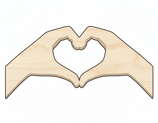 Wood Heart | Hands Shape Cutout - DIY Craft Baltic Birch Wood Blank Door Hanger Wooden Cutout Cut Outs - Unfinished - NameSigns.com