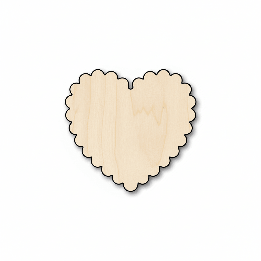 Wood Heart - Scalloped Heart Cutout | Baltic Birch Plywood Craft Shapes Blank Door Hanger Wooden Cutout Cut Outs - Unfinished - NameSigns.com