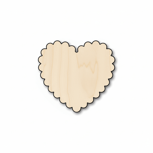 Wood Heart - Scalloped Heart Cutout | Baltic Birch Plywood Craft Shapes Blank Door Hanger Wooden Cutout Cut Outs - Unfinished - NameSigns.com
