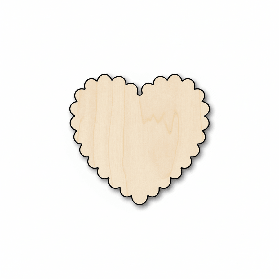 Wood Heart - Scalloped Heart Cutout | Baltic Birch Plywood Craft Shapes Blank Door Hanger Wooden Cutout Cut Outs - Unfinished - NameSigns.com