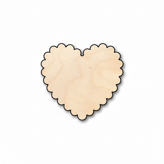 Wood Heart - Scalloped Heart Design | Baltic Birch Plywood Craft Shapes Blank Door Hanger Wooden Cutout Cut Outs - Unfinished - NameSigns.com