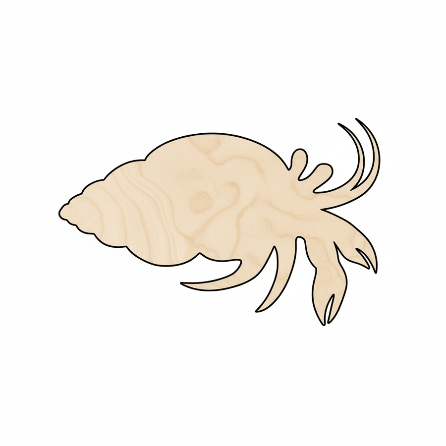 Wood Hermit Crab Baltic Birch Plywood Cutout – Nautical Decor Art Blank Door Hanger Wooden Cutout Cut Outs - Unfinished - NameSigns.com