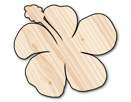 Wood Hibiscus – Paintable Baltic Birch Wood Craft Cutout | Handmade Floral Design Blank Door Hanger Wooden Cutout Cut Outs - Unfinished - NameSigns.com