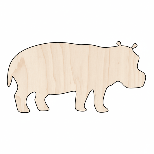 Wood Hippo - Baltic Birch Plywood Animal Craft Supplies Cutout Blank Door Hanger Wooden Cutout Cut Outs - Unfinished - NameSigns.com