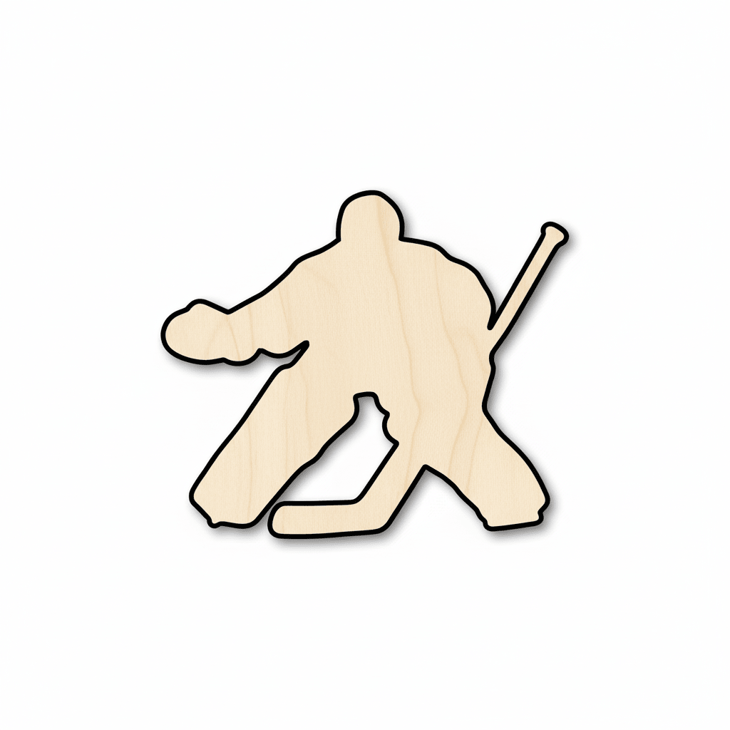 Wood Hockey Goalie | Custom Baltic Birch Plywood Craft Shape Blank Door Hanger Wooden Cutout Cut Outs - Unfinished - NameSigns.com